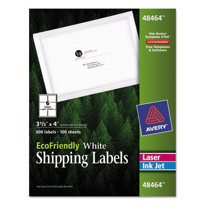 Avery Ecofriendly Mailing Labels Inkjet/laser Printers 3.33 X 4 White 6/sheet 100 Sheets/pack - Office - Avery®