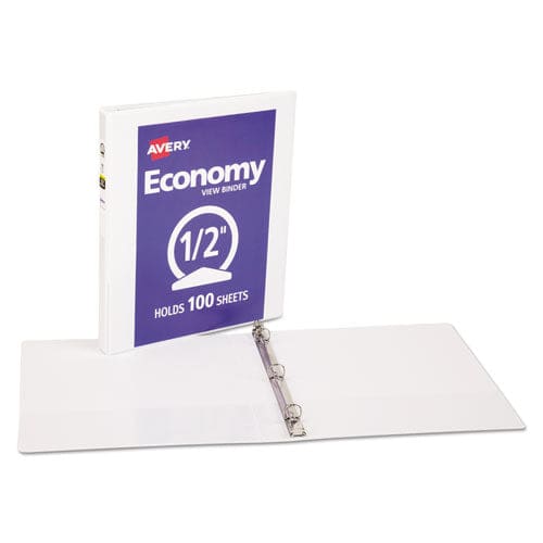 Avery Economy View Binder With Round Rings 3 Rings 0.5 Capacity 11 X 8.5 White (5706) - School Supplies - Avery®