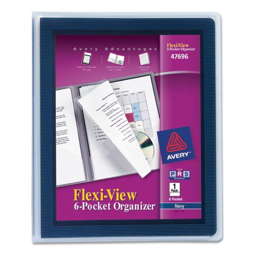 Avery Flexi-view Six-pocket Polypropylene Organizer 150-sheet Capacity 11 X 8.5 Translucent/navy - School Supplies - Avery®