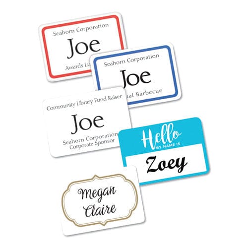Avery Flexible Adhesive Name Badge Labels 3.38 X 2.33 White/blue Border 40/pack - School Supplies - Avery®
