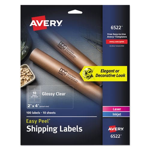 Avery Glossy Clear Easy Peel Mailing Labels W/ Sure Feed Technology Inkjet/laser Printers 1 X 2.63 30/sheet 10 Sheets/pack - Office - Avery®