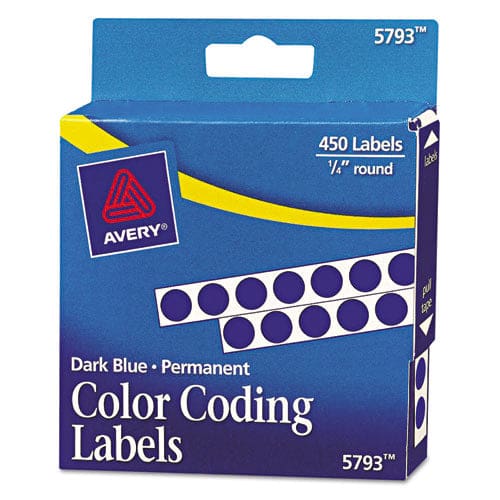 Avery Handwrite-only Permanent Self-adhesive Round Color-coding Labels In Dispensers 0.25 Dia Dark Blue 450/roll (5793) - Office - Avery®