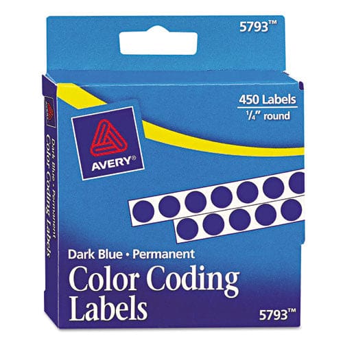 Avery Handwrite-only Permanent Self-adhesive Round Color-coding Labels In Dispensers 0.25 Dia Dark Blue 450/roll (5793) - Office - Avery®