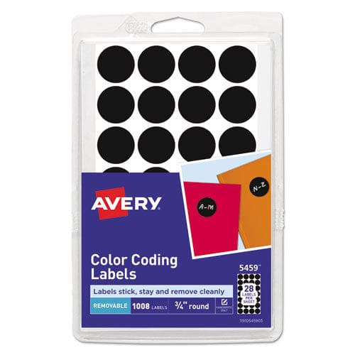 Avery Handwrite Only Self-adhesive Removable Round Color-coding Labels 0.75 Dia Black 28/sheet 36 Sheets/pack (5459) - Office - Avery®