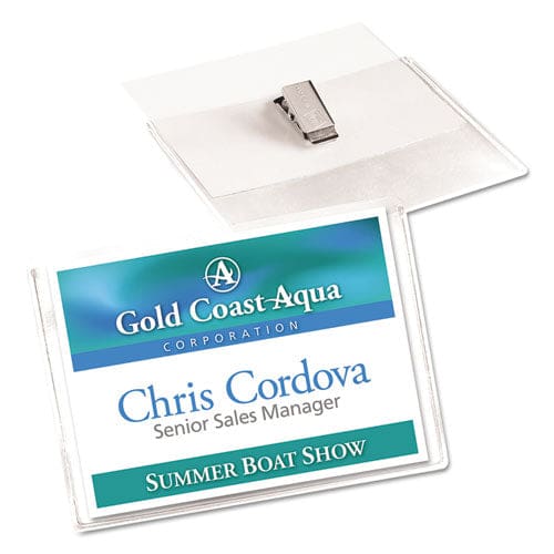 Avery Heavy-duty Clip-style Badge Holders Horizontal 4 X 3 Clear 100/box - Office - Avery®