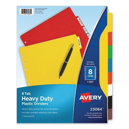 Avery Heavy-duty Plastic Dividers With Multicolor Tabs And White Labels 8-tab 11 X 8.5 Assorted 1 Set - School Supplies - Avery®