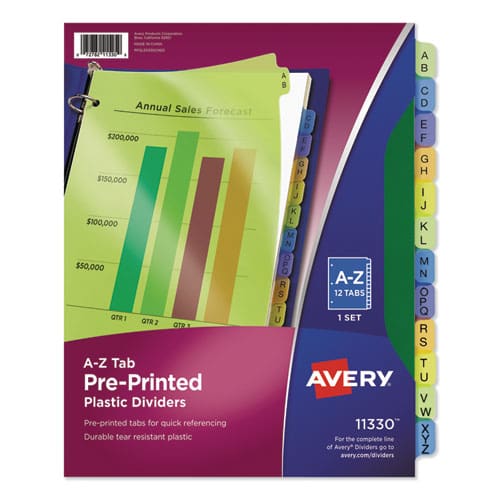 Avery Heavy-duty Preprinted Plastic Tab Dividers 26-tab A To Z 11 X 9 Yellow 1 Set - Office - Avery®