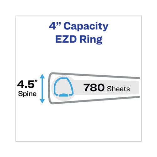 Avery Heavy-duty View Binder With Durahinge And Locking One Touch Ezd Rings 3 Rings 4 Capacity 11 X 8.5 Pacific Blue - School Supplies -