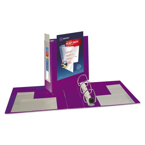 Avery Heavy-duty View Binder With Durahinge And Locking One Touch Ezd Rings 3 Rings 3 Capacity 11 X 8.5 Purple - School Supplies - Avery®