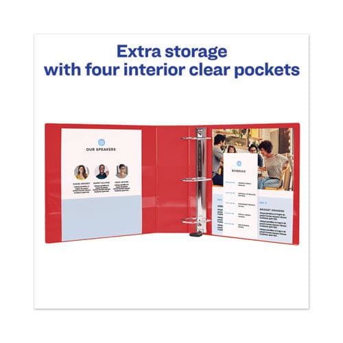 Avery Heavy-duty View Binder With Durahinge And Locking One Touch Ezd Rings 3 Rings 3 Capacity 11 X 8.5 Red - School Supplies - Avery®