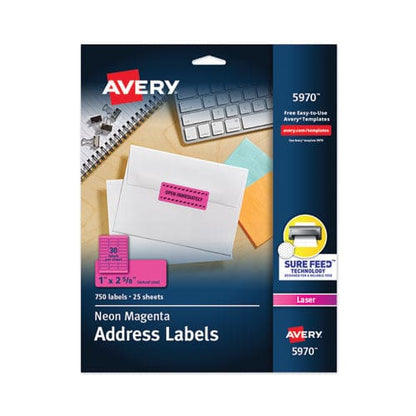 Avery High-visibility Permanent Laser Id Labels 1 X 2.63 Neon Magenta 750/pack - Office - Avery®