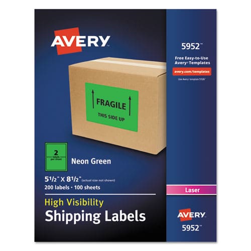 Avery High-visibility Permanent Laser Id Labels 5.5 X 8.5 Neon Green 200/box - Office - Avery®