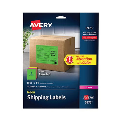 Avery High-visibility Permanent Laser Id Labels 8.5 X 11 Asst. Neon 15/pack - Office - Avery®