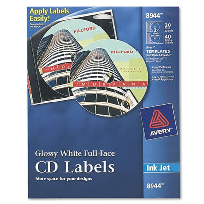 Avery Inkjet Full-face Cd Labels Glossy White 20/pack - Technology - Avery®