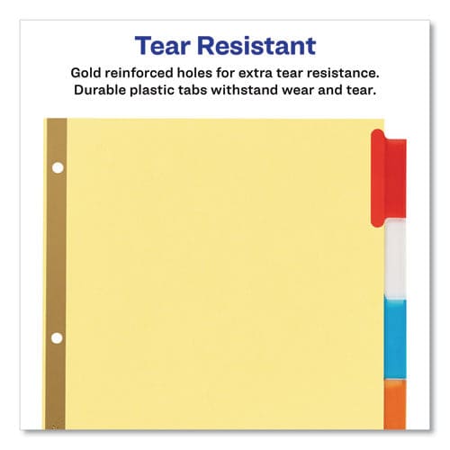 Avery Insertable Big Tab Dividers 5-tab Double-sided Gold Edge Reinforcing 11 X 8.5 Buff Assorted Tabs 1 Set - School Supplies - Avery®