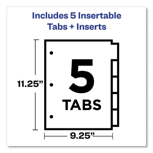 Avery Insertable Big Tab Dividers 5-tab Single-sided Copper Edge Reinforcing 11.13 X 9.25 White Assorted Tabs 1 Set - School Supplies -