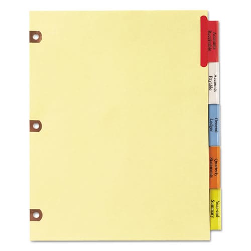 Avery Insertable Big Tab Dividers 5-tab Single-sided Copper Edge Reinforcing 11 X 8.5 Buff Assorted Tabs 1 Set - School Supplies - Avery®