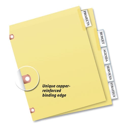 Avery Insertable Big Tab Dividers 5-tab Single-sided Copper Edge Reinforcing 11 X 8.5 Buff Clear Tabs 1 Set - School Supplies - Avery®