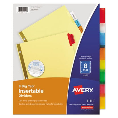 Avery Insertable Big Tab Dividers 8-tab Double-sided Gold Edge Reinforcing 11 X 8.5 Buff Assorted Tabs 1 Set - School Supplies - Avery®