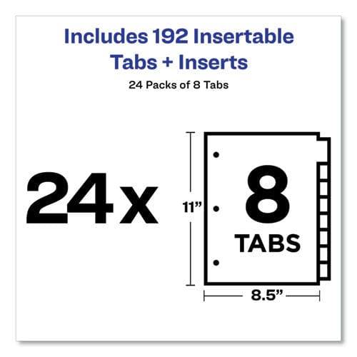 Avery Insertable Big Tab Dividers 8-tab Double-sided Gold Edge Reinforcing 11 X 8.5 Buff Clear Tabs 24 Sets - School Supplies - Avery®