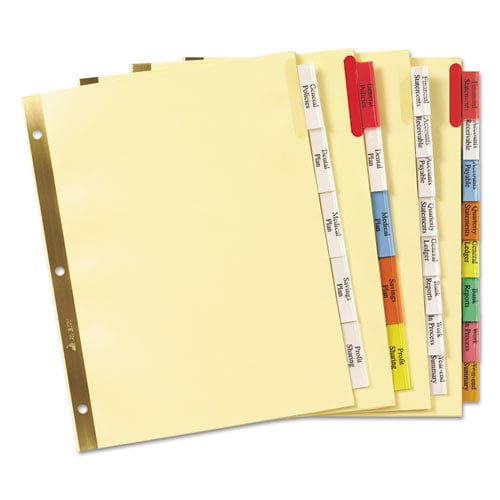 Avery Insertable Big Tab Dividers 8-tab Double-sided Gold Edge Reinforcing 11 X 8.5 White Assorted Tabs 1 Set - School Supplies - Avery®