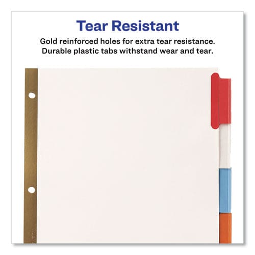 Avery Insertable Big Tab Dividers 8-tab Double-sided Gold Edge Reinforcing 11 X 8.5 White Assorted Tabs 1 Set - School Supplies - Avery®