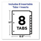 Avery Insertable Big Tab Plastic 1-pocket Dividers 8-tab 11.13 X 9.25 Assorted 1 Set - School Supplies - Avery®