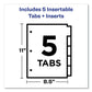 Avery Insertable Big Tab Plastic Dividers 5-tab 11 X 8.5 Assorted 1 Set - School Supplies - Avery®