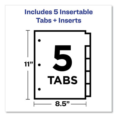 Avery Insertable Big Tab Plastic Dividers 5-tab 11 X 8.5 Assorted 1 Set - School Supplies - Avery®