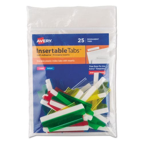 Avery Insertable Index Tabs With Printable Inserts 1/5-cut Assorted Colors 1 Wide 25/pack - Office - Avery®