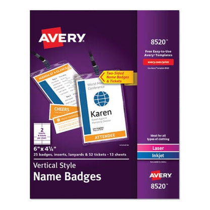 Avery Lanyard-style Badge Holder W/laser/inkjet Inserts Top Load 4.25 X 6 We 25/pk - Office - Avery®