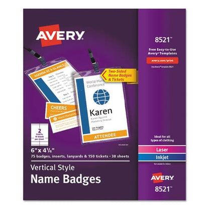 Avery Lanyard-style Badge Holder W/laser/inkjet Inserts Top Load 4.25 X 6 We 75/pk - Office - Avery®