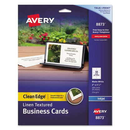 Avery Linen Texture True Print Business Cards Inkjet 2 X 3.5 White 200 Cards 10 Cards/sheet 20 Sheets/pack - Office - Avery®