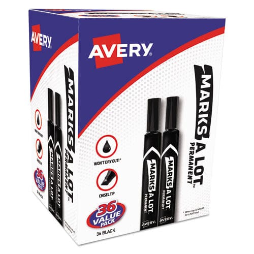 Avery Marks A Lot Large Desk-style Permanent Marker Broad Chisel Tip Black Dozen (8888) - School Supplies - Avery®