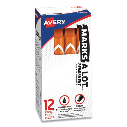 Avery Marks A Lot Large Desk-style Permanent Marker Broad Chisel Tip Orange Dozen (8883) - School Supplies - Avery®