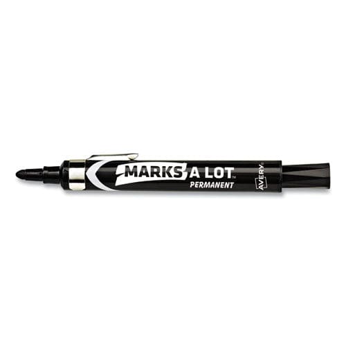 Avery Marks A Lot Large Desk-style Permanent Marker With Metal Pocket Clip Broad Bullet Tip Black Dozen (24878) - School Supplies - Avery®