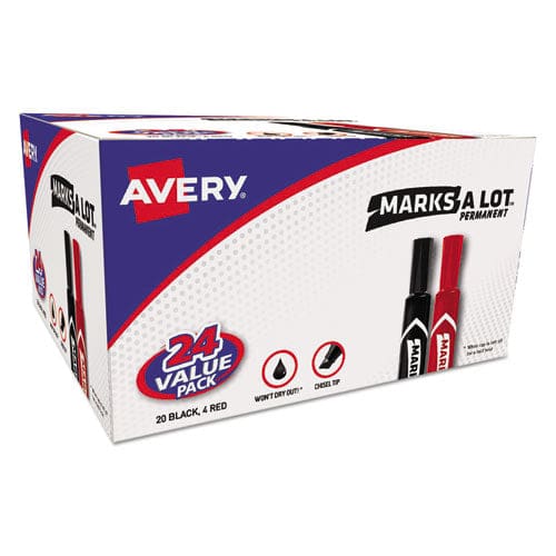 Avery Marks A Lot Regular Desk-style Permanent Marker Value Pack Broad Chisel Tip Assorted Colors 24/pack (98187) - School Supplies - Avery®