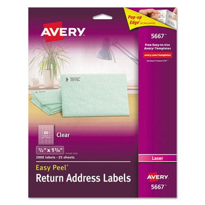 Avery Matte Clear Easy Peel Mailing Labels W/ Sure Feed Technology Laser Printers 0.5 X 1.75 Clear 80/sheet 25 Sheets/box - Office - Avery®