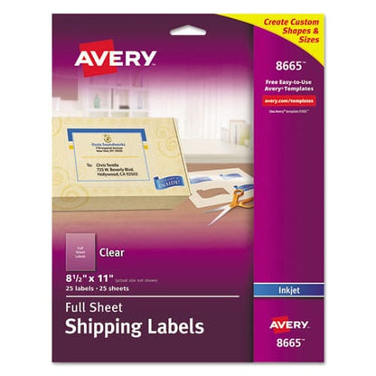 Avery Matte Clear Shipping Labels Inkjet Printers 8.5 X 11 Clear 25/pack - Office - Avery®