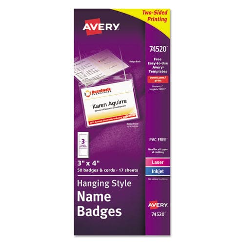 Avery Necklace-style Badge Holder W/laser/inkjet Insert Top Load 4 X 3 We 50/box - Office - Avery®