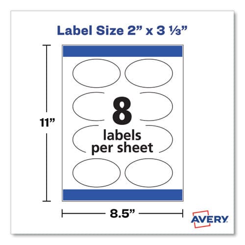 Avery Oval Labels W/ Sure Feed And Easy Peel 2 X 3.33 Glossy White 80/pack - Office - Avery®