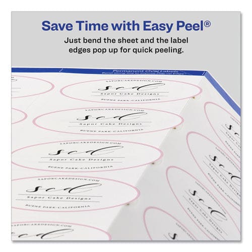 Avery Oval Labels W/ Sure Feed And Easy Peel 2 X 3.33 Glossy White 80/pack - Office - Avery®