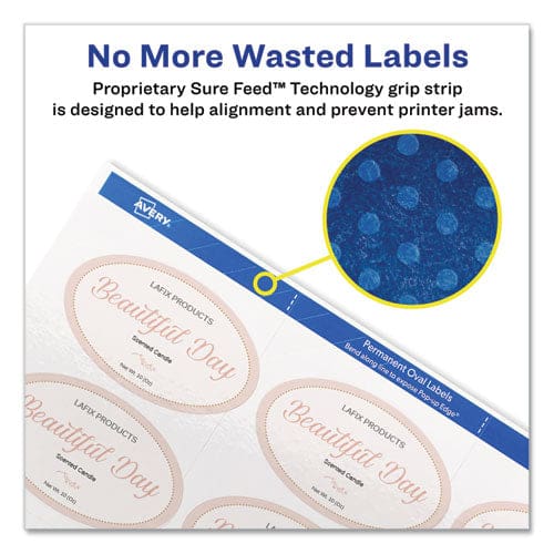 Avery Oval Labels With Sure Feed And Easy Peel 1.5 X 2.5 Glossy White 180/pack - Office - Avery®