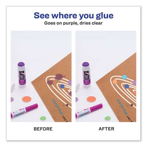 Avery Permanent Glue Stic Value Pack 1.27 Oz Applies Purple Dries Clear 6/pack - School Supplies - Avery®