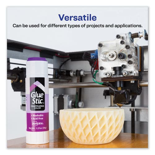 Avery Permanent Glue Stic Value Pack 1.27 Oz Applies Purple Dries Clear 6/pack - School Supplies - Avery®