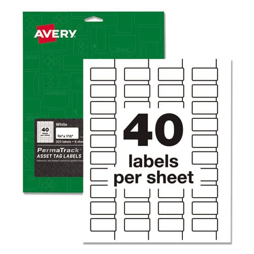 Avery Permatrack Durable White Asset Tag Labels Laser Printers 0.75 X 2 White 30/sheet 8 Sheets/pack - Office - Avery®