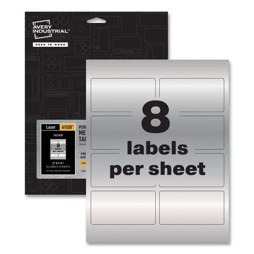 Avery Permatrack Metallic Asset Tag Labels Laser Printers 2 X 3.75 Silver 8/sheet 8 Sheets/pack - Office - Avery®