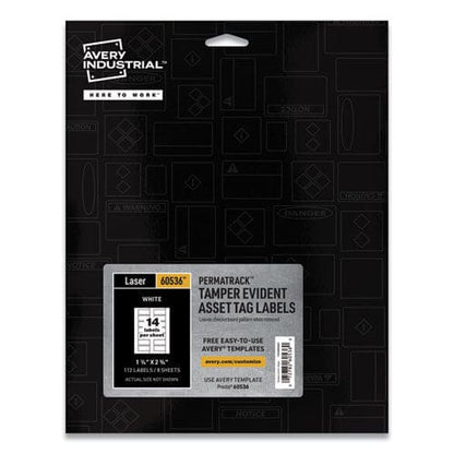 Avery Permatrack Tamper-evident Asset Tag Labels Laser Printers 1.25 X 2.75 White 14/sheet 8 Sheets/pack - Office - Avery®