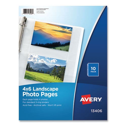 Avery Photo Storage Pages For Four 4 X 6 Horizontal Photos 3-hole Punched 10/pack - Office - Avery®