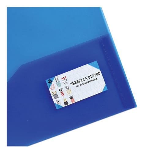 Avery Plastic Two-pocket Folder 20-sheet Capacity 11 X 8.5 Translucent Blue - School Supplies - Avery®